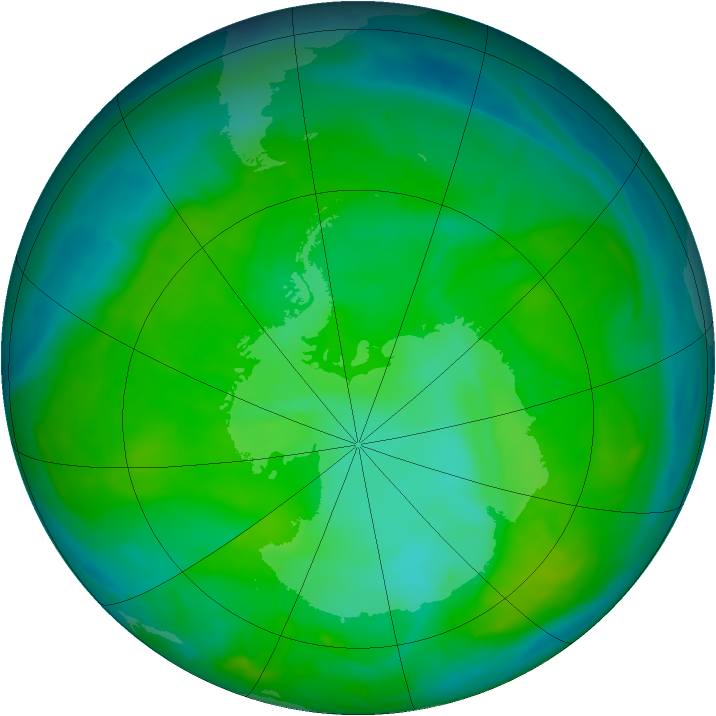 Antarctic ozone map for 17 December 2014